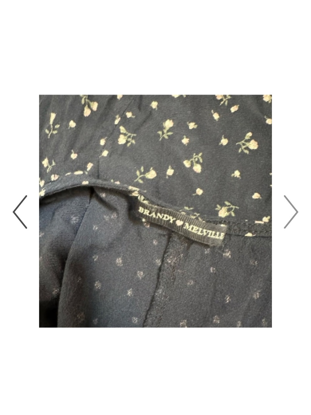 Brandy Melville Navy Mini Dress with White Floral Print O/S - Picture 5 of 5